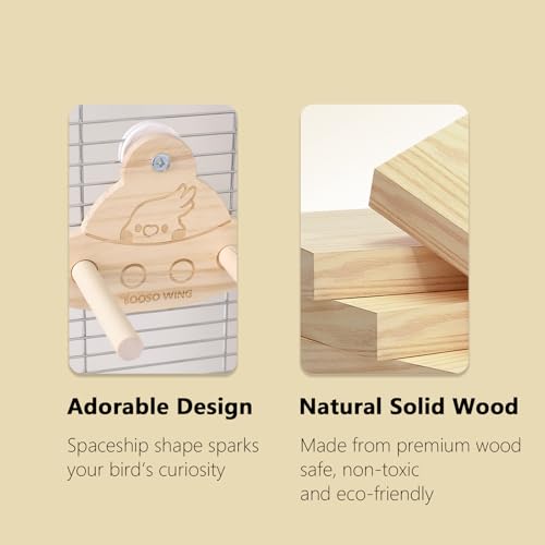 Bird Swing Perch Toy - Wooden Parrot Swing Stand with Wobble Function, Balance Play Gym for Small/Medium Parrots (Budgies, Cockatiels, Lovebirds) Cage Accessories (Melopsittacus undulatus Pattern) - color: Melopsittacus undulatus pattern