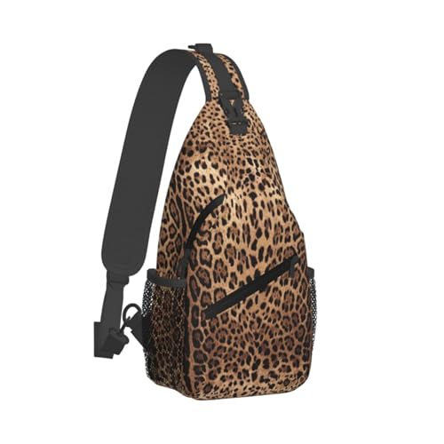 Leopard Print Skin Sling Backpack Crossbody Shoulder Bag Chest Bag Travel Chest Pack Casual Daypack For Women Men Hiking Sports Working - color: Black11