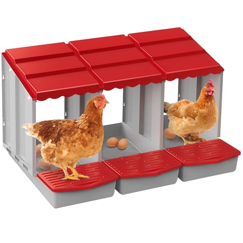 3 Hole Chicken Nesting Box with Rolling Egg Collection Design | Rolling Egg Collection & Protection Nesting Boxes, Avoid Broken Eggs, Ideal for Coops, Backyard & Family Chicken Raising ﻿ - size: 34.2"L x 20.1"W x 18.3"H