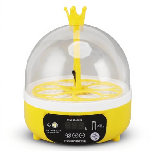 Luqeeg Mini Egg Incubator, Temperature Control Digital Incubators, 4 Eggs Candler Poultry Hatching Machine Eggs Poultry Hatching Machine for Chickens Ducks Pigeons (Auto Turning)