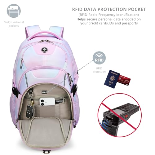 Swissdigital Laptop Backpack, Pink Purple, Travel Backpack, SD803-104 | USB Charging Port, Travel Backpack, 31l Capacity, Backpack for Women - color: Pink Purple
