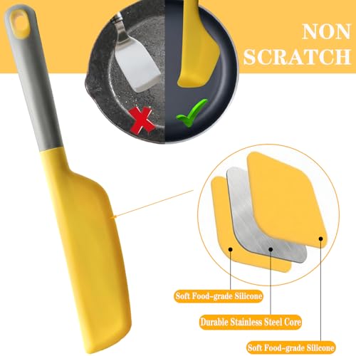 Silicone Omelette Spatula Turner, Flip Fold Omelet Turner, 13Inch | Flexible Egg Flip Tool for Non-stick Pans, Heat Resistant omelette flipper for Kitchen Omelet Pancake Crepes,Yellow - color: Yellow