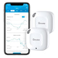 Govee Smart Bluetooth Thermometer Hygrometer, Mini Humidity Sensor 2 Pack | Monitor temp/humidity with alerts, 262ft range. Export 2-yr data, precision sensor, portable. For greenhouse & incubators