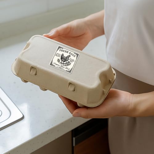 320 Pcs Farm Fresh Egg Carton Labels, Square Fresh Chicken Egg Stickers Waterproof Self-Adhesive Stickers for Box Container Carton Farm Supplies - color: Rustic Farmhouse Egg