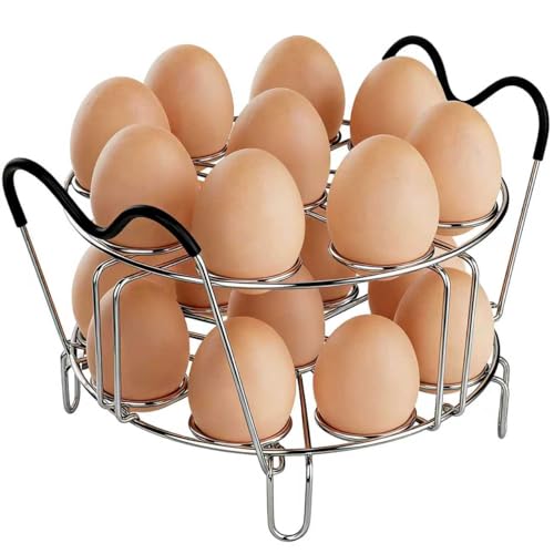 Stackable Egg Steamer Rack for Instant Pot 6Qt & 8Qt, 18 Egg Holder | Durable 304 Stainless Steel Construction, Heat-Resistant Handle, Steaming & Cooling Rack