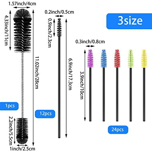 37 Pieces Hummingbird Feeder Cleaning Brush 3 Size Mini Nylon Tube Brushes Set 2 in 1 Double Headed Hummingbird Brush Cleaner for Bottles Tubes Jars Bird Feeder(Black) - color: Black
