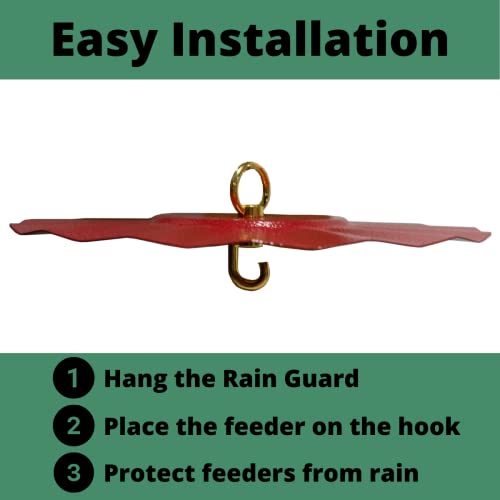 Metal Rain/Weather Guard - Perfect for Outdoor Bird Feeders, Seed Cylinders, Hummingbird Feeders, Cylinder Feeders and More Against Water, Sun, and Overhead Messes Rust Proof, - color: Red, size: 9.5 Inches