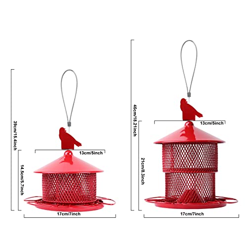 Squirrel Proof Bird Feeder for Outdoors, 4 Lbs Large Capacity Metal Mesh Wild Bird Feeders, Hanging Birdfeeder for Outside Finch, Cardinal, Chickadees, Blue Jay, Red