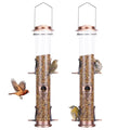 2PK Metal Bird Feeders with 6 Feeding Ports,Tube Bird Feeder with Steel Hanger,Wild Bird Feeder for Outdoors Hanging, Attracting Birds in Your Lawn, Garden, Balcony (Antique Copper) - color: Antique Copper 2 PACK