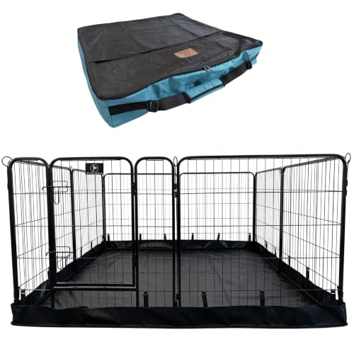 PJYuCien Puppy Playpen Plus Storage Bage with Bottom, 8 Panels 31.3" H | Heavy Duty, Dog Fence for Small Dogs, Foldable Square Pen, Indoor, Outdoor, Backyard Pasture, Camping, Protects Floors - style: 8-Panels 31.3"W