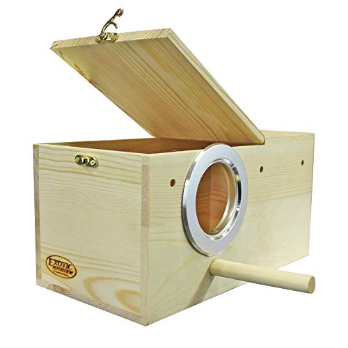 Sturdy Nest Box - Cage Attachment, Hinged Lid, Perching Ledge - for Sugar Glider, Squirrel, Rat, Finch, Parakeet, Lovebird, Parrotlet, Lovebird, Canary, Cockatiel, Other Birds & Small Pets (Large) - size: Large
