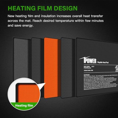 iPower 8 by 12 Inch Reptile Heating Pad with Temperature Adjustable Controller Knob, Under Tank Warmer Terrarium Heat Mat for Reptiles and Amphibians - size: 8 X 12 Inch, style: Heat Pad with Adjust Knob