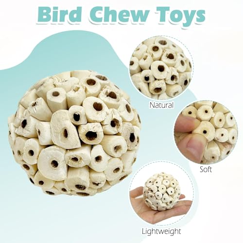PINVNBY 6 Pack Small Sola Balls Bird Toys 2.36" Soft & Chewable Bird Chew Ball Natural Sola Plant Lightweight Shred Toy for Parakeet Cockatiel Lovebird Budgie and Similar Sizes Pets