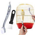Teenyyou 2 Pack Bird Cage Cleaning Brush & Scraper Set - Stainless Steel Bird Droppings Removal Tool, Long Handle for Parrot Cages, Pet Cages & Perch