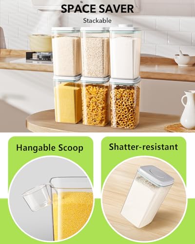 Airtight Food Storage Container with Pop Lid & 130ml Scoop, 4L/4.2qt *2 BPA-Free Cereal, Rice, Flour, Pasta & Snack Container, Stackable & Durable,Kitchen Pantry Organizer - color: 4L * 2