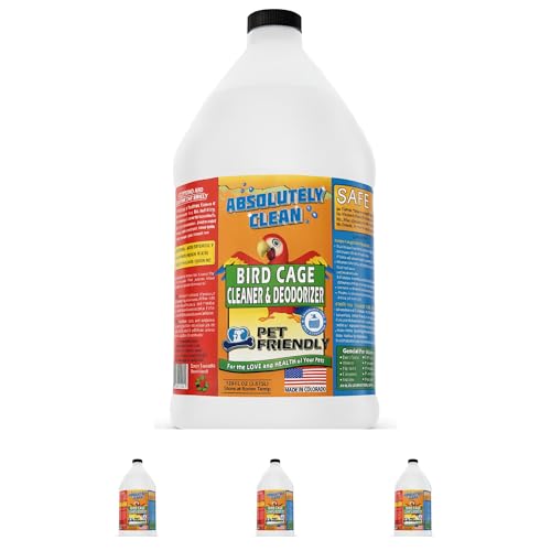 Absolutely Clean Amazing Bird Cage Cleaner and Deodorizer - Just Spray/Wipe - Safely & Easily Removes Bird Messes Quickly and Easily - Made in The US - Fragrance Free - (128oz Pack of 4) - style: 128 Fl Oz (Pack of 4)