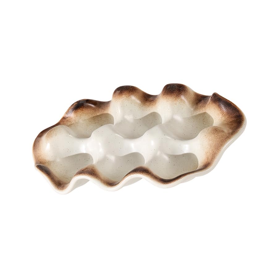 ARFUKA White Ceramic Egg Basket Egg Tray for Refrigerator and Countertop Egg Container Eggs Keeper Storage Organizer