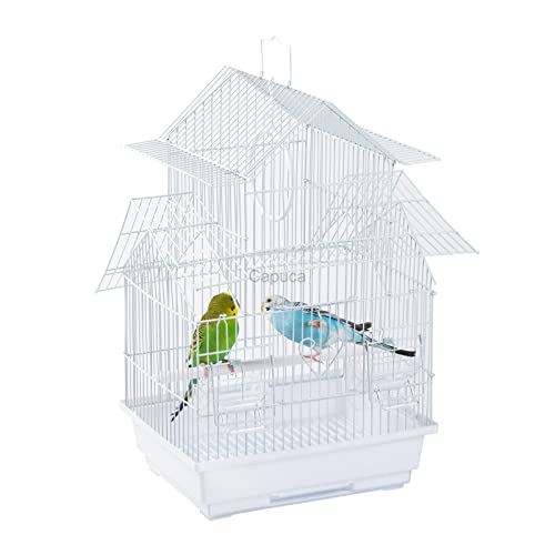 Small Bird Cage, 22-Inch Tall Hanging Cage with Removable Tray | Easy to carry and clean, ideal for temporary housing, camping and vet visits with parakeets, canaries, lovebirds and finches. - size: 13.5"L x 11.2"W x 22.0"H