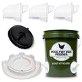 Poultry Pro Chicken Feeder & Waterer Set, 3 Ports, Hole Saw & Waterer | As Seen on Shark Tank, Gravity Fed Chicken Feeder, for Buckets, Barrels, Bins & Troughs, Poultry Feed (Bucket Not Included) - style: Feeder and Waterer Bundle