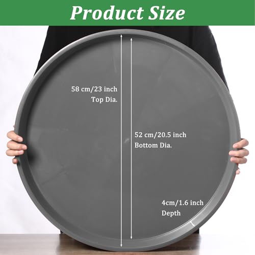 Eccliy 6 Pack Plastic Plant Saucer Heavy Duty Planter Saucers Large Plant Pot Saucers Plastic Water Trays for Indoors and Outdoors Flower Plant Plant Drip (Gray,23 Inch) - color: Gray, size: 23 Inch, style: Round
