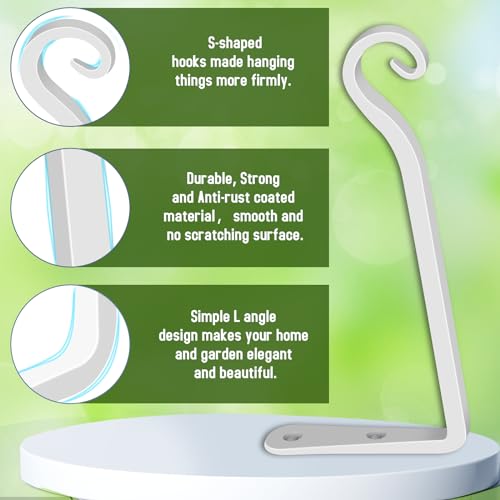 Hanging Plant Bracket 10 Inch 2 Pack, Hand-Forged Plant Hanger for Hanging Bird Feeders, Wind Chimes, Flower Baskets, Lanterns, Indoor/Outdoor Use, White - color: White, size: 10 Inch