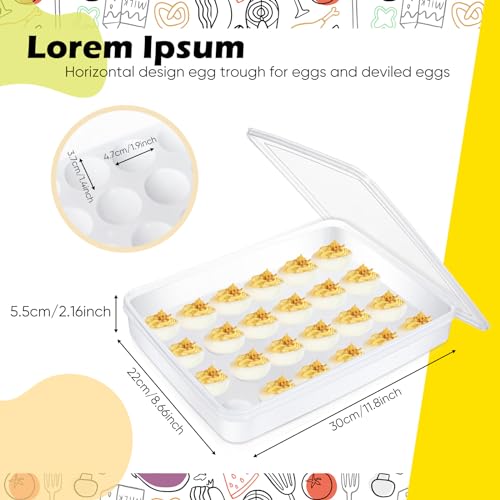 Deviled Egg Carrier with Syringe Stackable Stackable Clear Holder with Lid for Refrigerator Portable 48 Eggs Dispenser Storage Containers Tray(Without Handle) - style: Without Handle