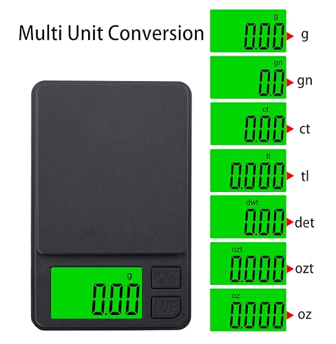 Digital Pocket Scale 1000g x 0.01g Weigh Gram Scale, Mini Scale, Digital Grams Scale, Food Scale, Jewelry Scale, Kitchen Scale with Backlit LCD, 7 Units Tare, Battery Included, Black