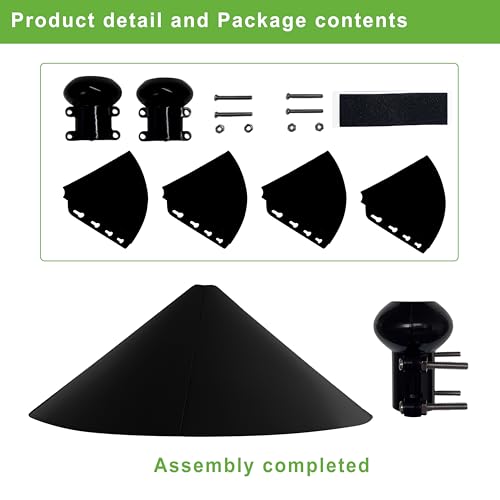 Squirrel Baffle for Bird Feeder Pole - 19 Inch for Shepherd’s Hook, Squirrel Proof Cone (1 Pack, Black) - color: Black