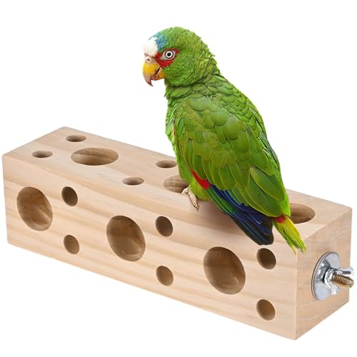 M METERXITY Bird Chew Play Thing, 2.12x2.12x7.87 in Pine Wood Parrot Bird Perch Stand Teeth Chew Bite Games for Parrots/Cockatiels/Parakeets - size: 2.12x2.12x7.87 in