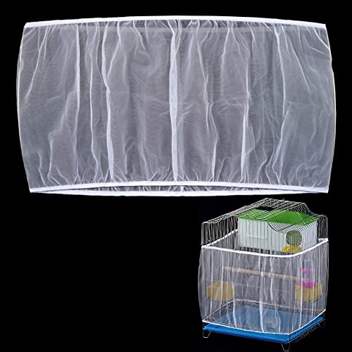 Bird Cage Seed Catcher Skirt, Bird Cage Mesh Net Cover, Parakeet Cage Skirt, Birdcage Cover Seed Catcher for Round Square Cages (White, XL) - color: White