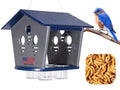 Ultimate Enclosed Bluebird Feeder - Keeps Starlings and Bully Birds Out - Holds 2 Cups Dried Mealworms