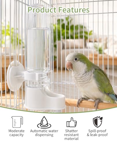 4pcs Bird Water Dispenser, 150ml Automatic Birds Cage Water Feeder for Parakeet Cockatiel Budgie Lovebirds