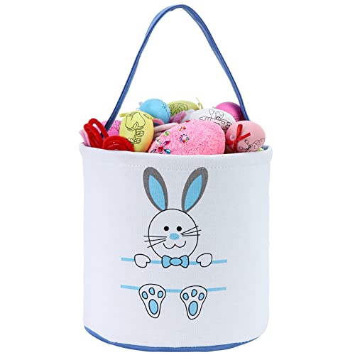 XinblueCo Baseball Basket Easter Baskets for Canvas Easter Egg Hunt Baskets - color: Blue Bunny