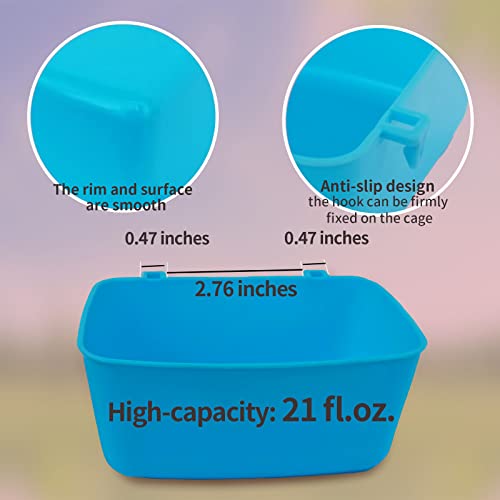 6 Pack Feeder Waterer Chicken 21 oz Food Water Cage Cups Puppy Cat Rabbit Hanging Feeding Dish Coop Bowl Watering Container Treats Drinker for Pigeon Bird Bath Basin Hamster Bed - color: 21 OZ Pack of 6 Blue