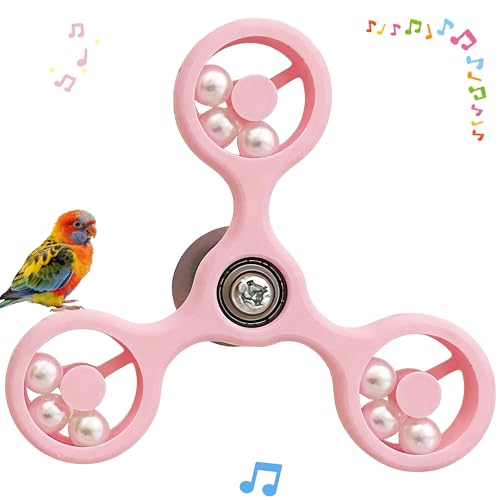 Spinning Bird-Toys Bird Cage Toys & Bird Perch Parrot-Parakeet Budgie Cockatiel Conure Macaw Chicken Parrot Enrichment Cage Accessories Small Animal Chewing Toy (Pink Spinner) - color: Pink Spinner