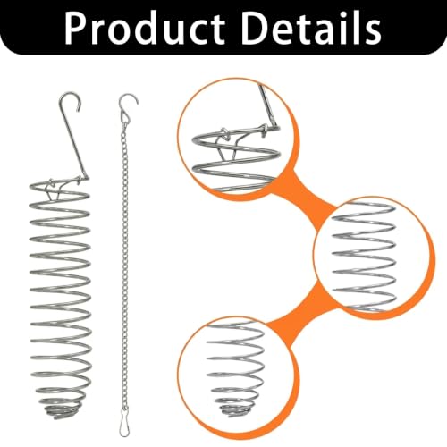 2 Pcs Spray Millet Treat Holder with Chains, Stainless Steel Bird Foraging Feeder Toy, Hanging Fruit Vegetable Basket for Parakeet Cockatiel Conure Macaw Parrot Cage Accessories