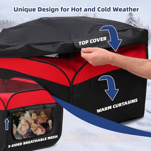 Brooder Box for Chicks Starter Kit - Upgraded Dual Door Collapsible Large Chicken Pen, Easy to Clean Chicken Coop Supplies for Ducks, Quail, Cats, or Dogs, Holds Up to 20 Chicks
