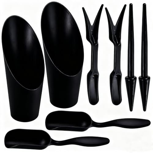 8pcs Potting Soil Scoop for Indoor Plants, Garden Tiny Plant Shovel Hand Tools Transplanting Succulent Cultivation Digging Bonsai Soil Scoops Kits,2Set Black - color: Black