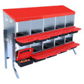 Chicken Nesting Box 10-Compartment – Roll Away Laying Boxes for Hens with Lid Cover & Egg Protection – Heavy Duty Red Poultry Nest Box - color: Red, size: 59.1"L x 23.6"W x 35.4"H