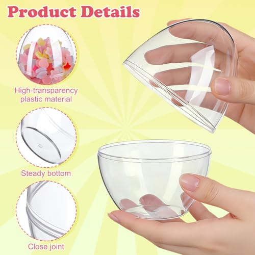 Kisangel 4Pcs 4.7 Inches Large Clear Easter Eggs - Empty Fillable Plastic Eggs for Easter Party Basket Stuffer Wedding Baby Shower Christmas Decoration