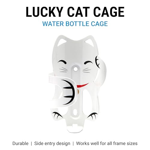 Portland Design Works Water Bottle Cage - Lightweight Water Bottle Holder for Bikes, Lucky Cat Cage, White - style: Lucky Cat Cage - White
