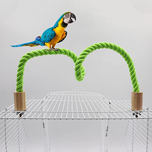 2 Pack Bird Rope Swing Chewing Toy, Hemp Perch Swing, Cage Standing Climbing Pole Accessories for Parrots Budgie Parakeet Cockatiel Cockatoo (39.37 Inches/100 cm) - color: Green, size: 39.37 inches