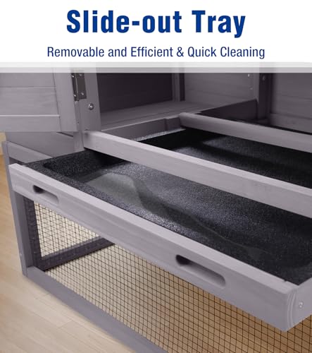 Mobile Chicken Coop with Wheels, Duplex Outdoor Chicken House with Expandable Run, Slide-Out Tray, Weatherproof Roof, Predator-Proof Hen House - Grey - color: 72.3"L Light Grey