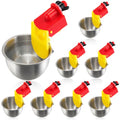 8 Pack Heavy Duty Auto Fill Metal Chicken Waterer Cups, Stainless Steel Freeze Leak Proof Poultry Rabbit Watering System Fits 5 Gallon Bucket and 3/8'' Hole Saw(Round Style) - style: Round Style