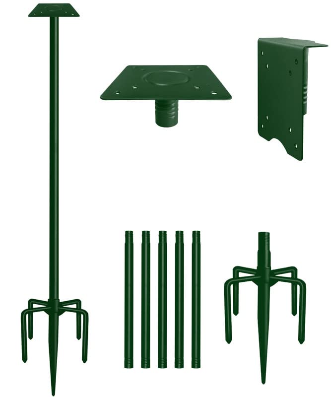 90Inch Heavy Duty Bird House Pole Mount Kit with Frosted, Bird Feeder Pole Kit with 5 Prongs Base and 2 Plates, for Outdoor, Yard, Garden, Green(Birdhouse Not Include) - color: green