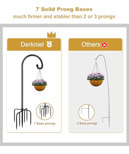 Shepherd Hook 92 Inch Tall Heavy-Duty Metal Garden Hanging Pole Stake for Bird Feeder Pole Plant Baskets, Black (2 Pack) - size: 92in-2pcs