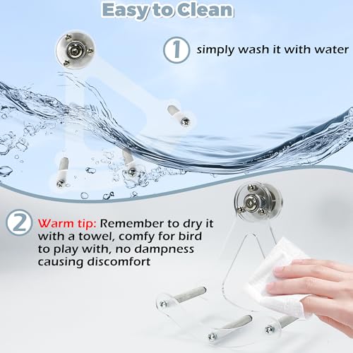 Bite-Resistant Acrylic Rocking Bird Nail Trimming Perch Stand | Easy to Clean, Interactive Bird Toys for Parakeets for Cage, Budgie Puzzle Toys for Parrots, Bird Enrichment Toy for Lovebird