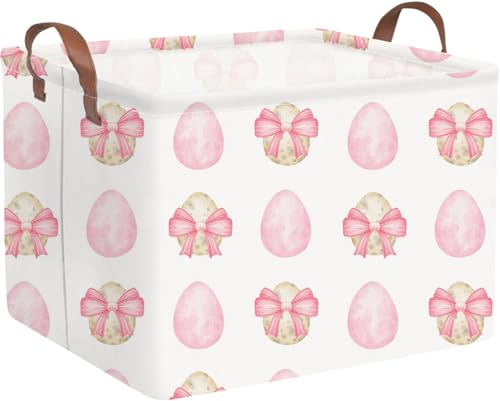 Rectangular Bow Easter basket,Easter basket empty,Storage Basket for baby Bedroom,Toy Gift Organizerm,Kids Storage Bin,Gift baskets,Easters Home Decor(Bow egg) - color: Bow egg