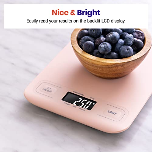 Etekcity Food Kitchen Scale, Digital Grams and Ounces, Medium | Tare function, ideal for baking, weight loss, keto, meal prep, packages, liquids and jewelry, Pink - color: Pink