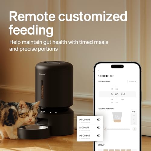 PETLIBRO Automatic Cat Feeder, 5G WiFi Automatic Dog Food Dispenser with Freshness Preservation, 5L Timed Pet Feeder with Low Food Sensor, Up to 10 Meals Per Day, Granary Black - color: Black, size: 5L-with WiFi